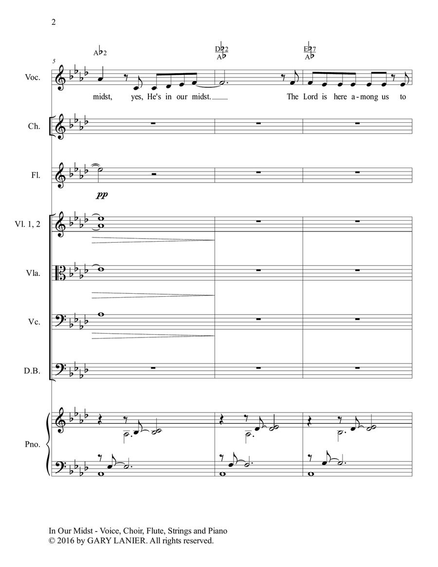 Gary Lanier: IN OUR MIDST (Worship - For Voice, Choir, Flute, String Orchestra and Piano with Parts) Choir scores gallery preview page 3
