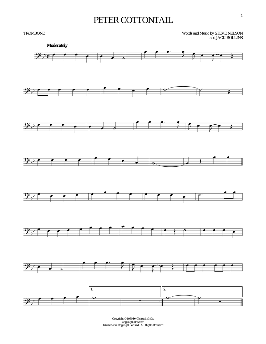 Peter Cottontail Peter Cottontail Trombone Solo scores gallery preview page 1