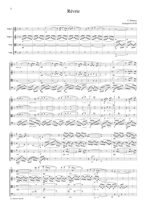 Book cover for Debussy Revrie (Dreaming), for string quartet, CD003