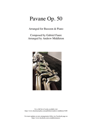 Book cover for Pavane, Op. 50 arranged for Bassoon and Piano