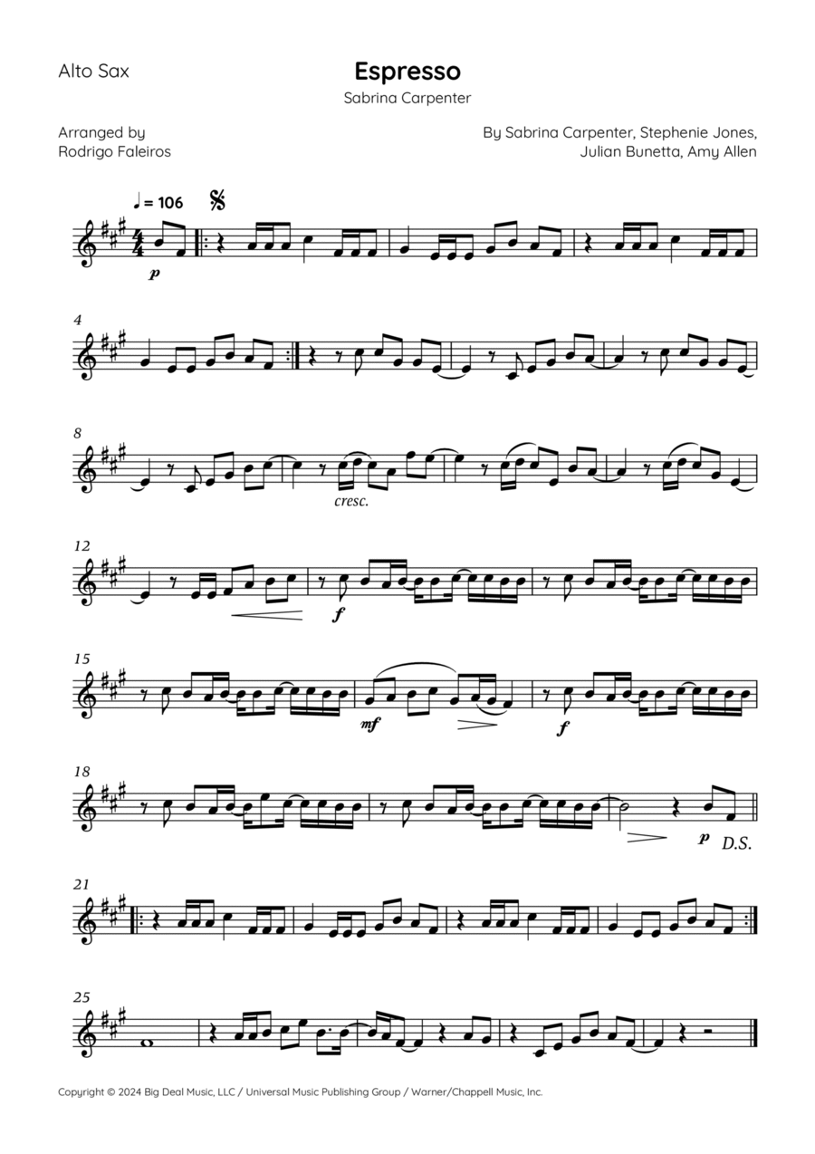 Espresso Alto Saxophone scores gallery preview page 1