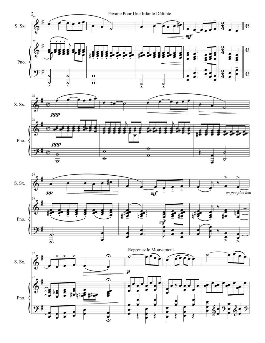 Pavane Pour Une Infante Defunte Soprano Saxophone scores gallery preview page 2