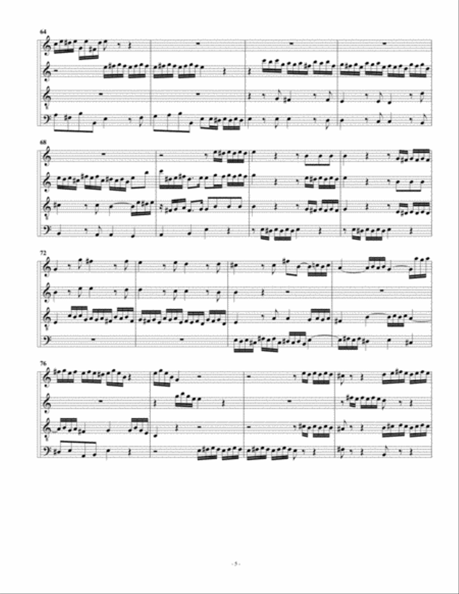 Fugue for organ, BWV 532/II (arrangement for 4 recorders) Recorder scores gallery preview page 5