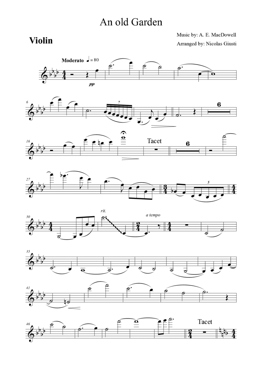 An old garde - Violin part Divisi scores gallery preview page 1