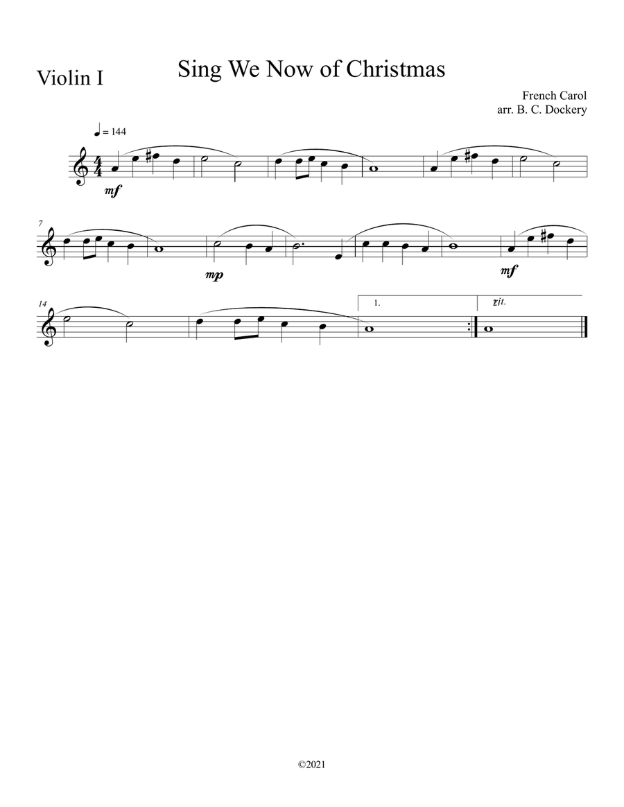 Sing We Now of Christmas (Violin Duet with Piano Accompaniment) String Duet scores gallery preview page 3