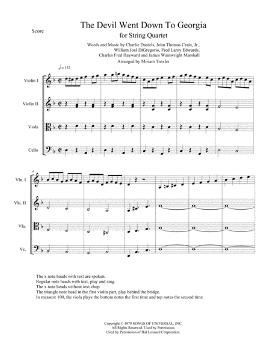 The Devil Went Down To Georgia String Quartet scores gallery preview page 2
