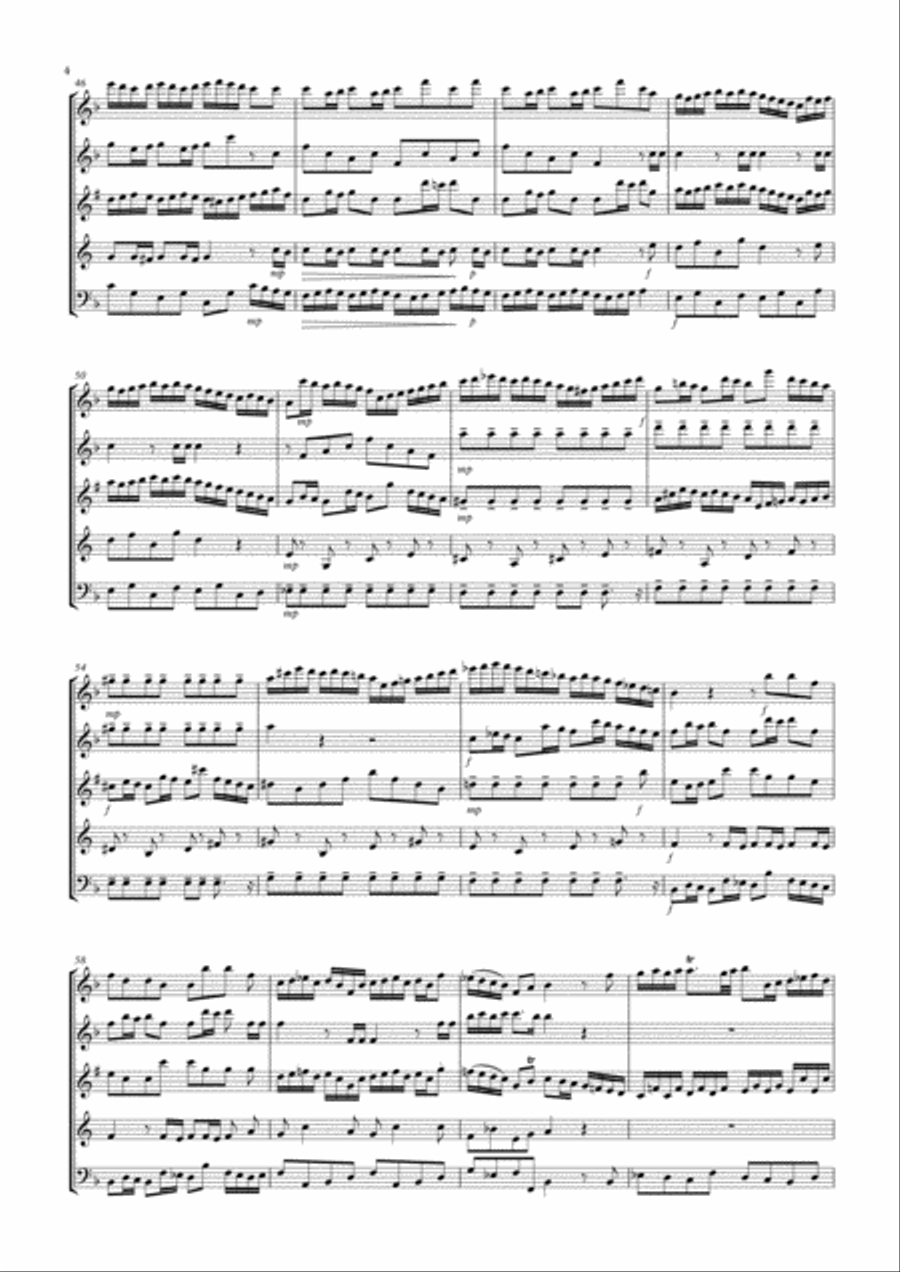 Brandenburg Concerto No. 2 (1st. Mov.): Wind Quintet Brandenburg Concerto No. 2 (1st. Mov.): Wind Quintet Woodwind Quintet scores gallery preview page 4