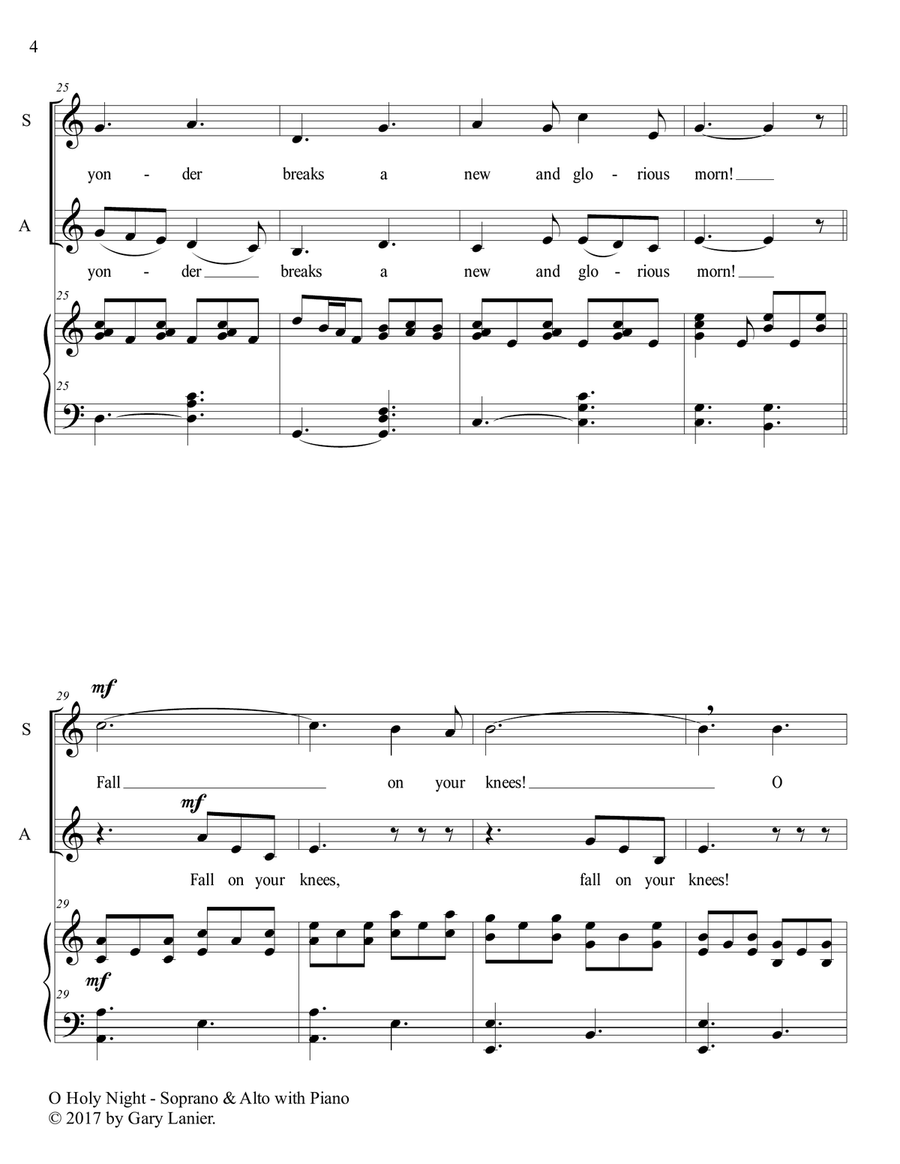 O HOLY NIGHT (Vocal SA Duet with Piano - Score & SA Part included) SA scores gallery preview page 5