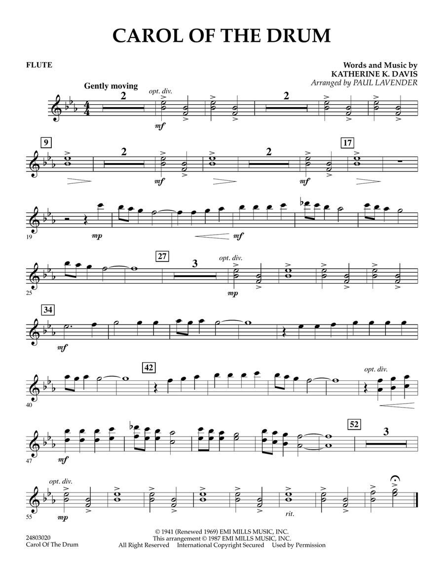 Carol of the Drum - Flute Concert Band scores gallery preview page 1