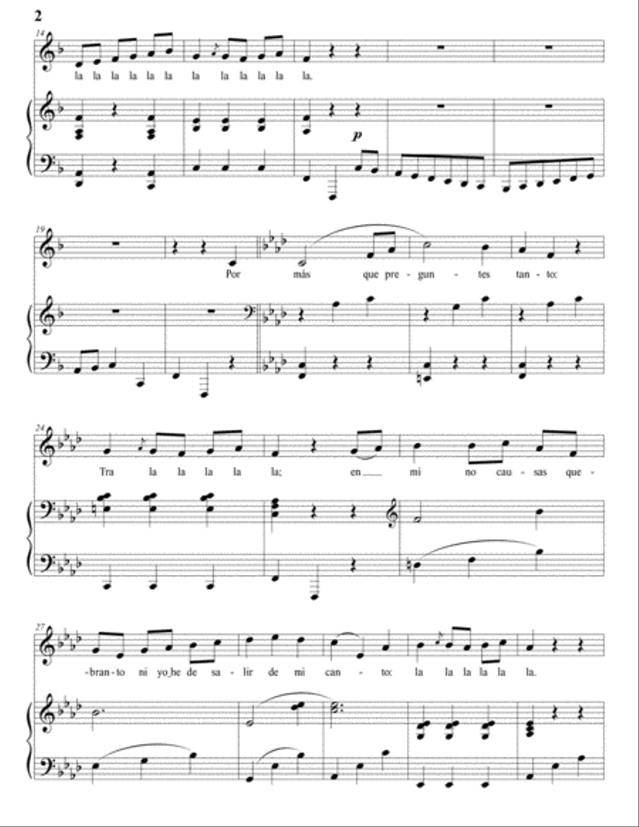 GRANADOS: El tra la la y el punteado (transposed to F major) Voice scores gallery preview page 3