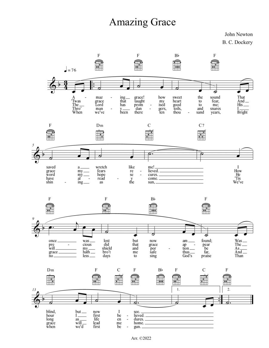 Amazing Grace (Lead Sheet) Piano scores gallery preview page 1