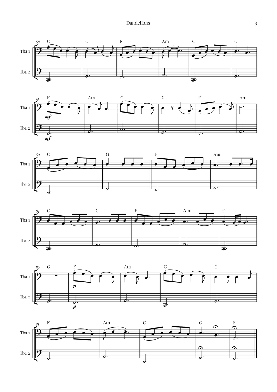 Dandelions Brass Duet scores gallery preview page 3