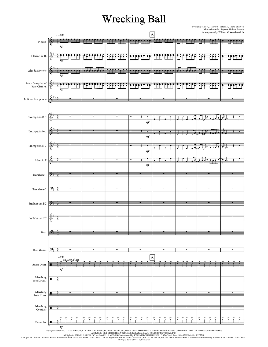 Wrecking Ball Marching Band scores gallery preview page 1