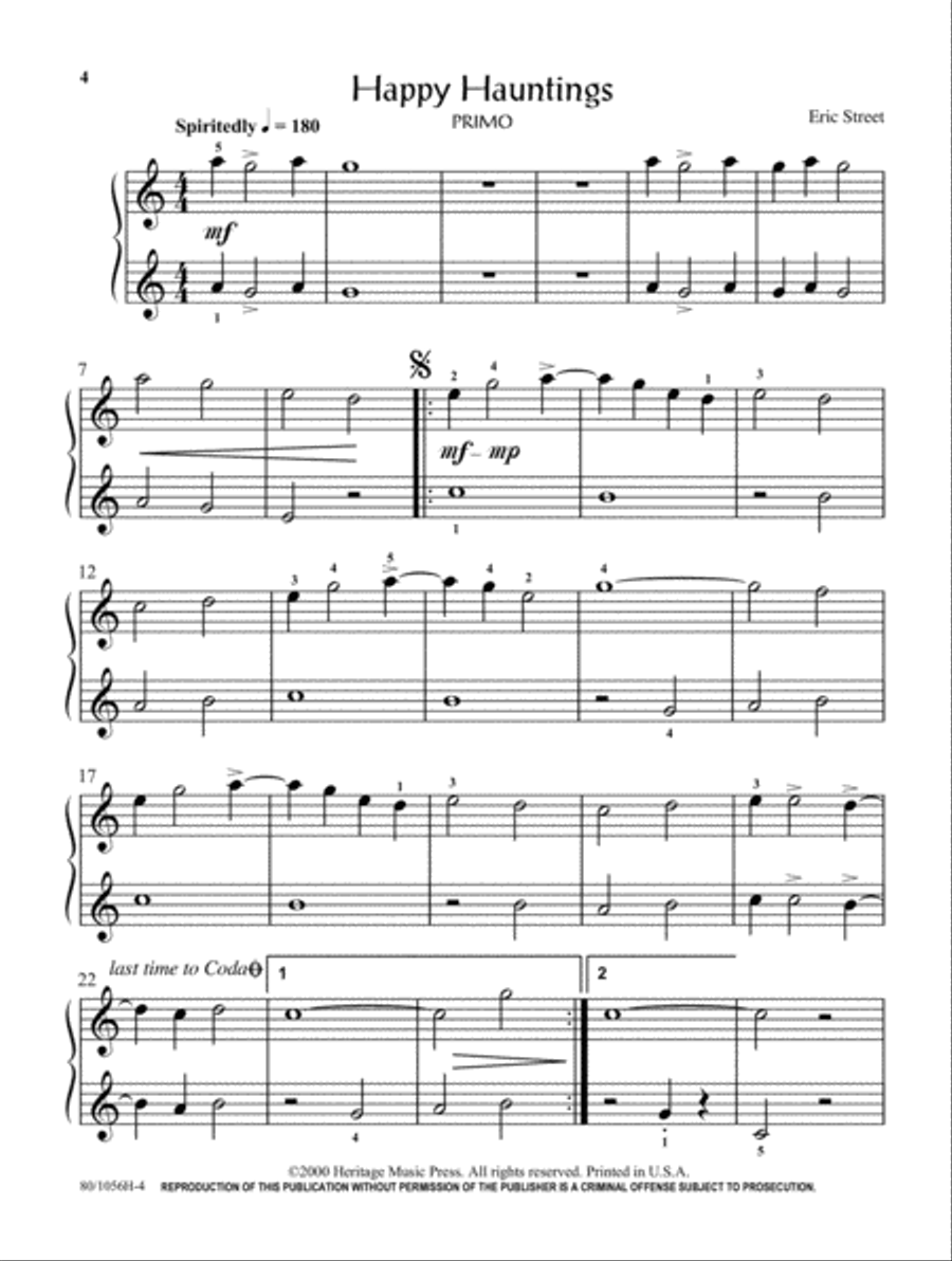 Creak, Rattle, and Moan Duet Suite Easy Piano scores gallery preview page 4