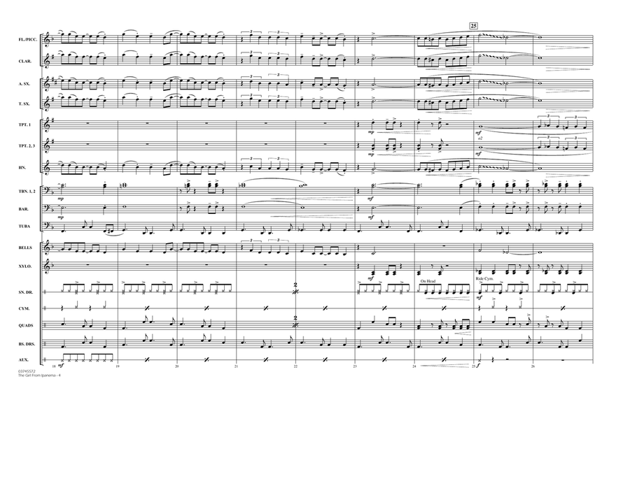The Girl From Ipanema (Garota De Ipanema) - Full Score Marching Band scores gallery preview page 4