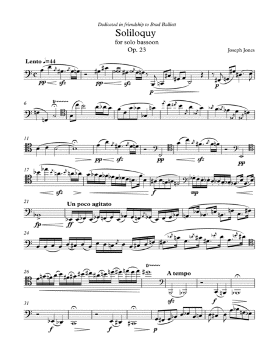 Soliloquy for Solo Bassoon, Op. 23 Bassoon Solo scores gallery preview page 1
