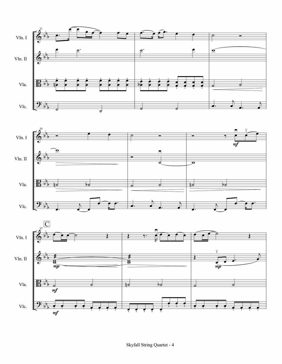 Skyfall Skyfall String Quartet scores gallery preview page 5