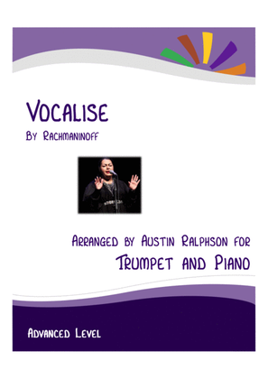 Book cover for Vocalise (Rachmaninoff) - trumpet and piano with FREE BACKING TRACK