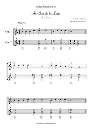 Au Clair de la Lune ( Guitar Duet - Level 1 )
