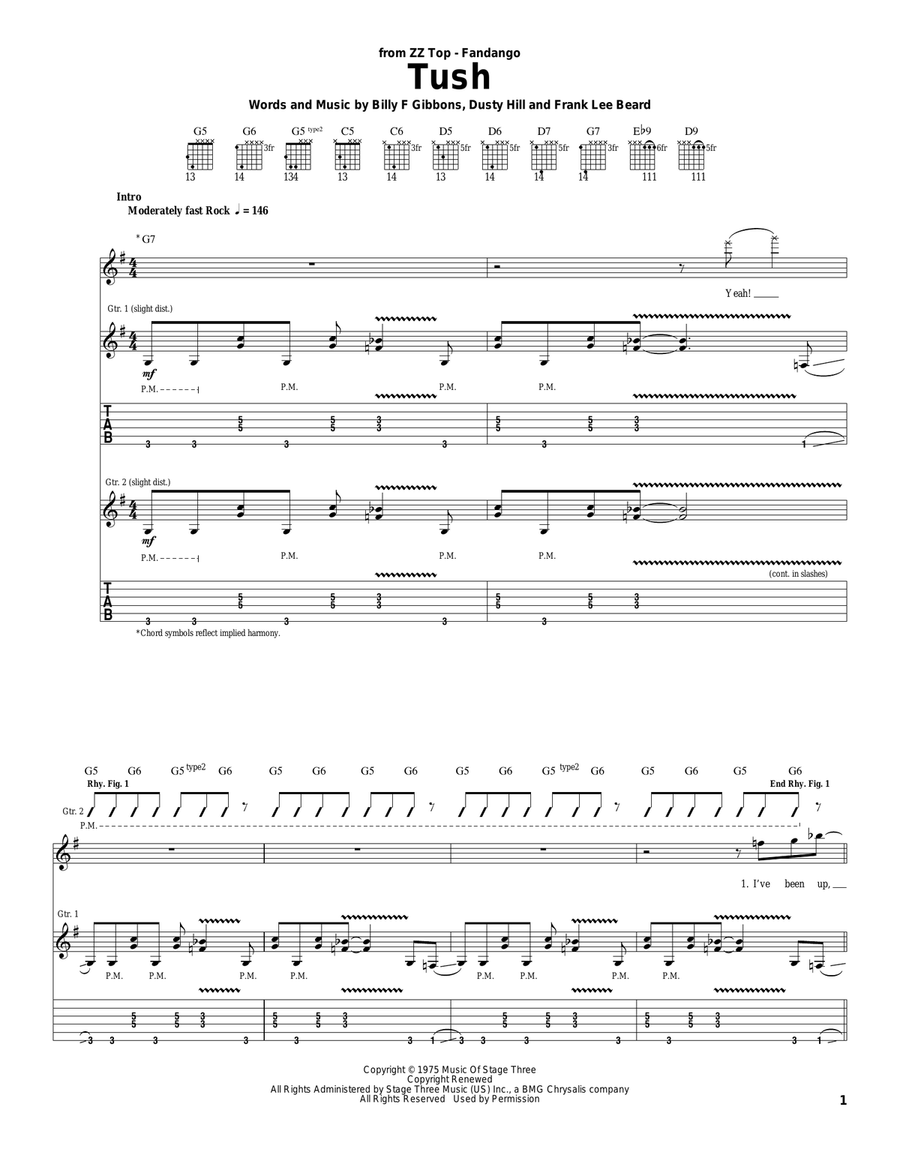 Tush Tush Acoustic Guitar scores gallery preview page 1