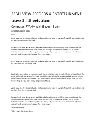 leave the streets alone