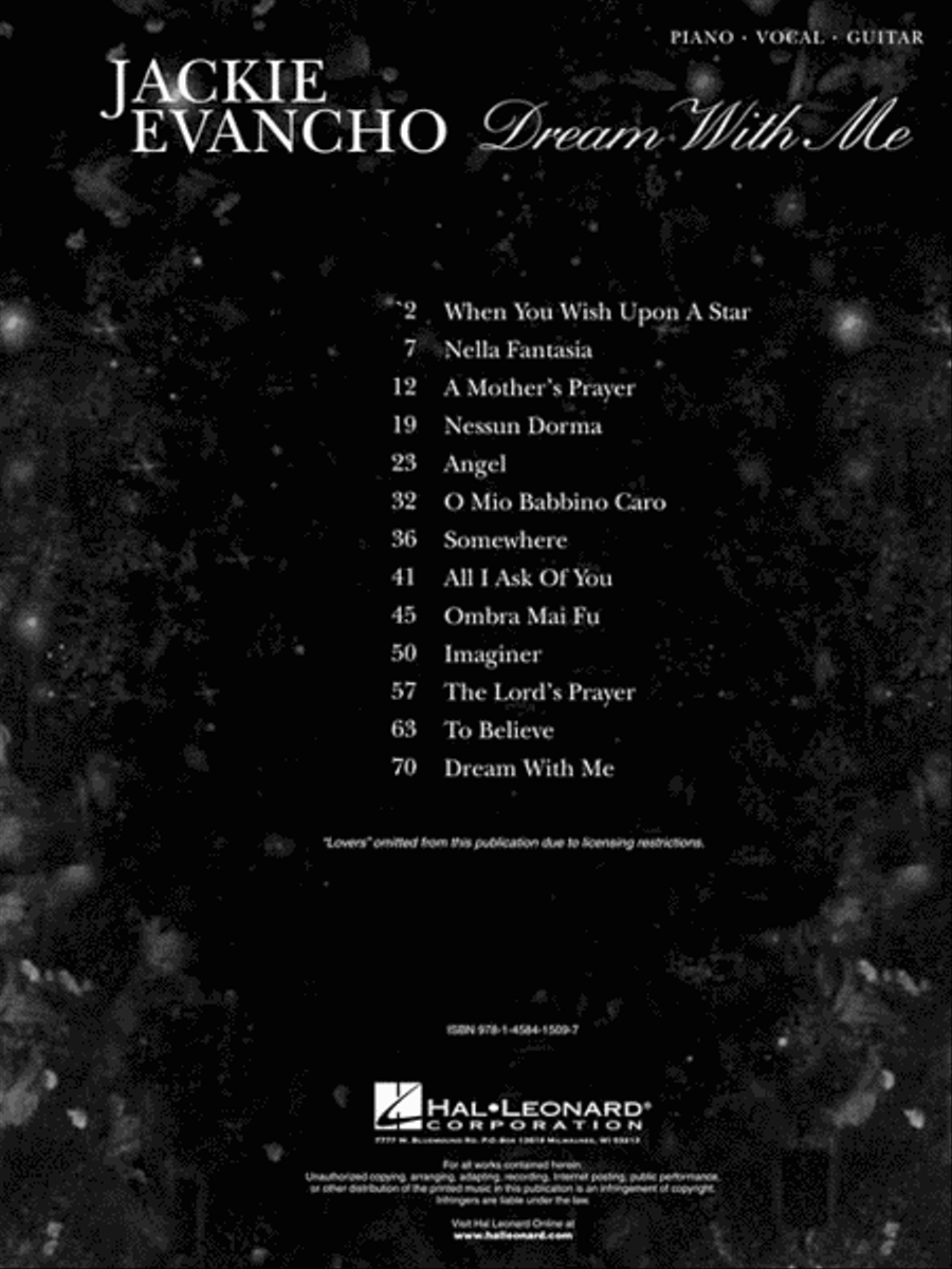 Jackie Evancho – Dream with Me Piano, Vocal, Guitar scores gallery preview page 3