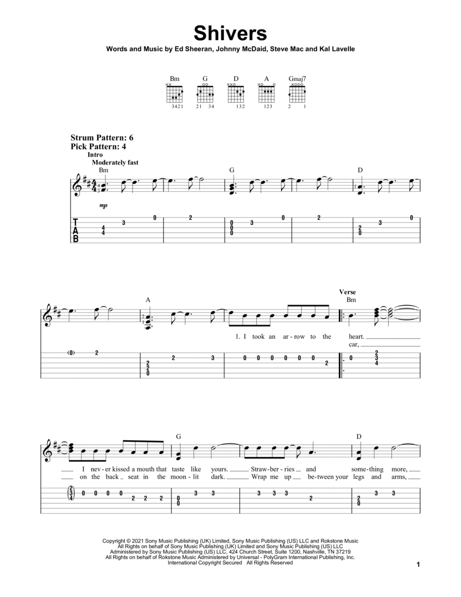 Shivers Acoustic Guitar scores gallery preview page 1