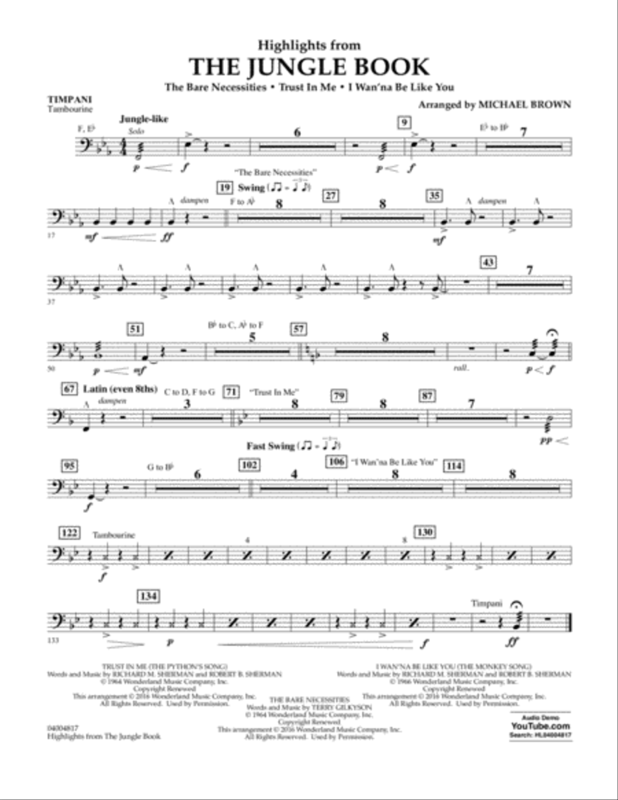 Highlights from The Jungle Book - Timpani Concert Band scores gallery preview page 1