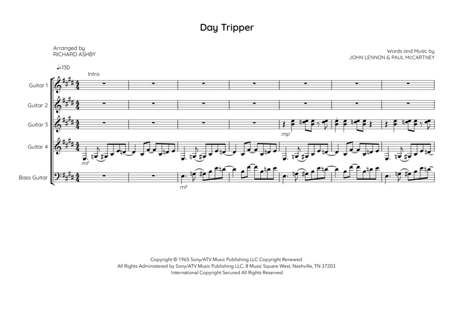 Day Tripper Day Tripper Electric Guitar scores gallery preview page 1
