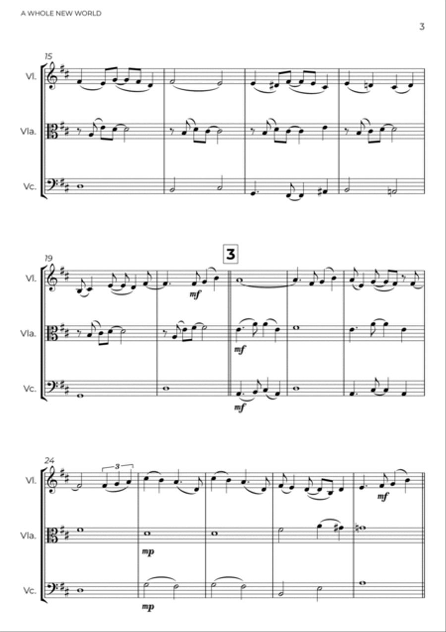 A Whole New World String Trio scores gallery preview page 3