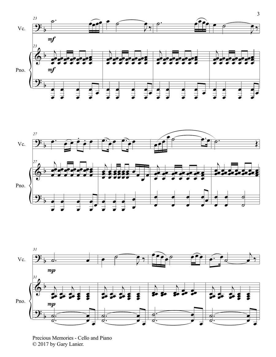 Precious Memories (Duet - Cello & Piano with Score/Part) Piano scores gallery preview page 4
