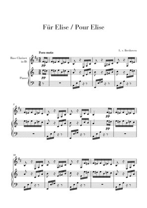 Book cover for Pour Elise (Für Elise) for Bass Clarinet and Piano