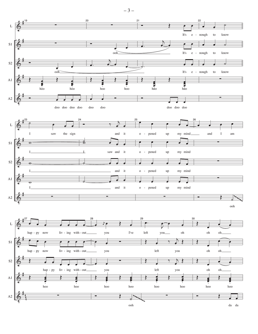 Medley: I Saw The Sign with Eternal Flame and Turn The Beat Around SSAA scores gallery preview page 3
