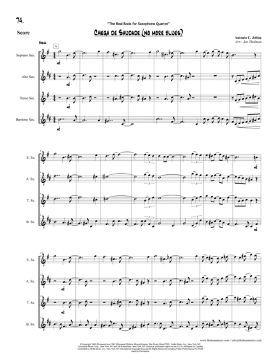 Chega De Saudade (no More Blues) Woodwind Quartet scores gallery preview page 3