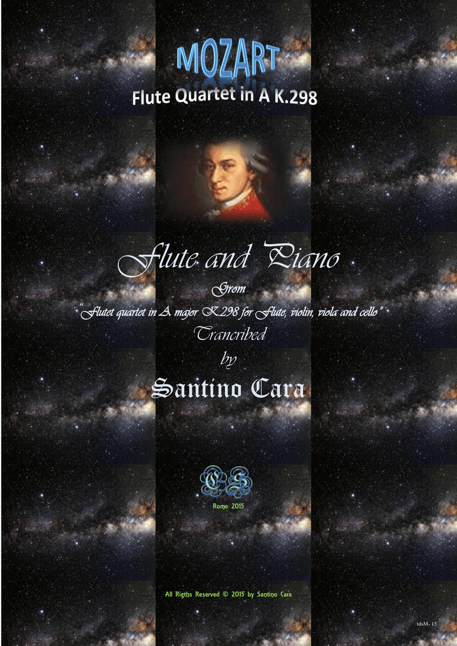 Mozart - Flute quartet in A K.298 - Version for Flute and piano Flute Solo scores gallery preview page 1
