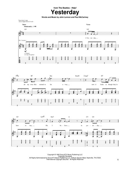 Yesterday by The Beatles Sheet Music & Lesson