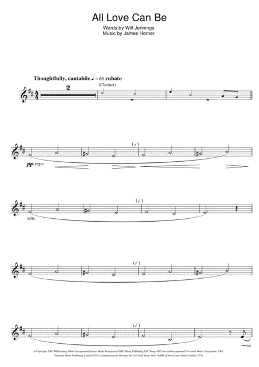 All Love Can Be (from A Beautiful Mind) Clarinet Solo scores gallery preview page 1