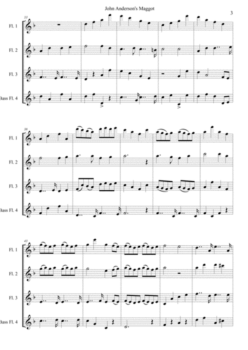 John Anderson's Maggot - variations on a Scottish folk tune, for flute quartet (3 flutes and bass fl image number null
