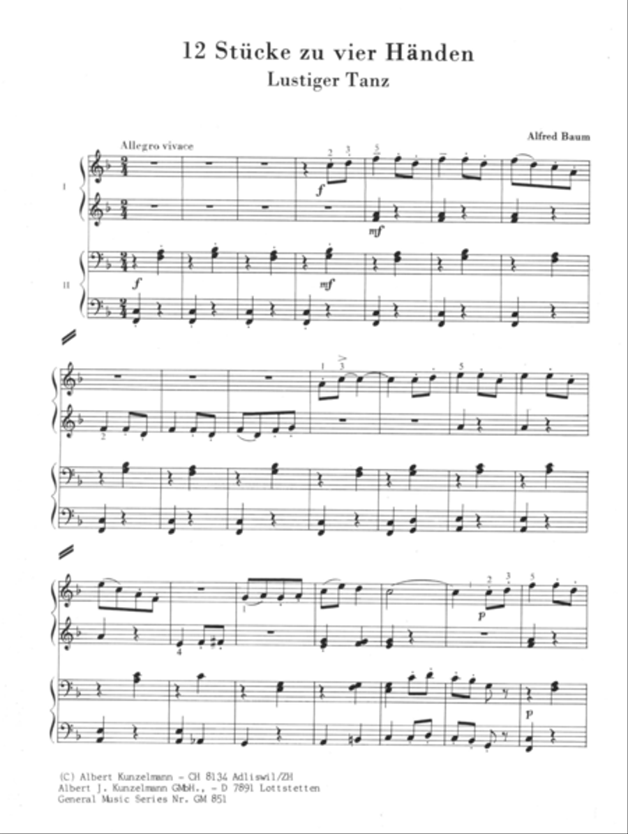 12 pieces for piano four hands Piano Duet scores gallery preview page 2