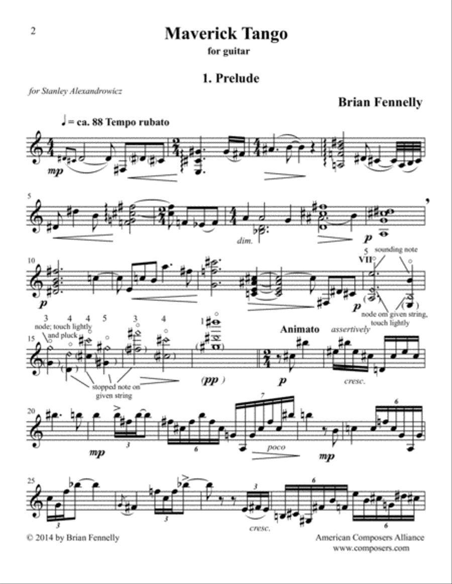 [Fennelly] Maverick - Prelude and Tango Classical Guitar scores gallery preview page 4