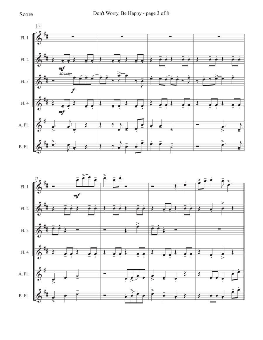 Don't Worry, Be Happy Woodwind Quintet scores gallery preview page 3