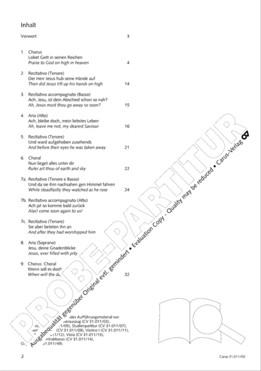 Lobet Gott in seinen Reichen (Himmelfahrtsoratorium) 4-Part scores gallery preview page 3