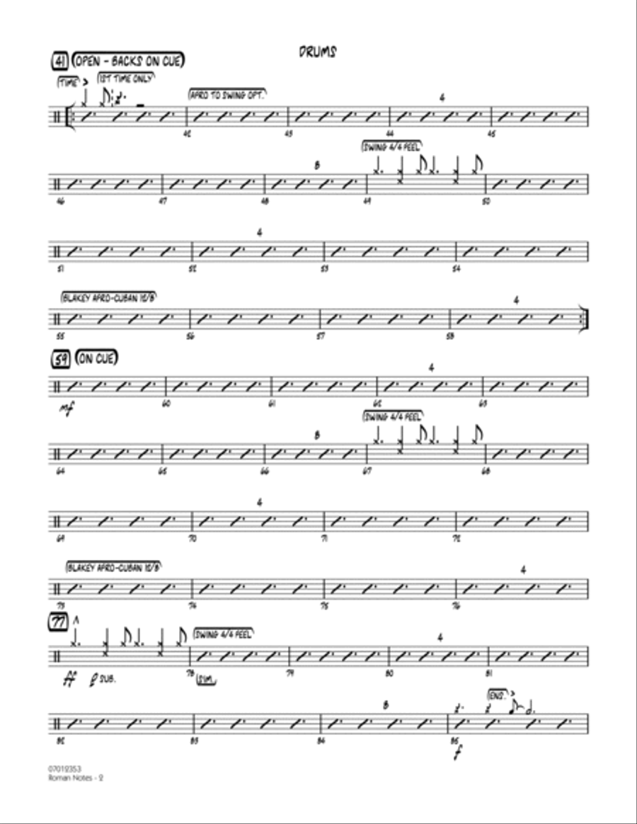 Roman Notes - Drums Drums scores gallery preview page 2