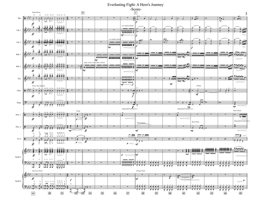 Everlasting Fight: A Hero's Journey (percussion ensemble piece) Percussion Ensemble scores gallery preview page 3