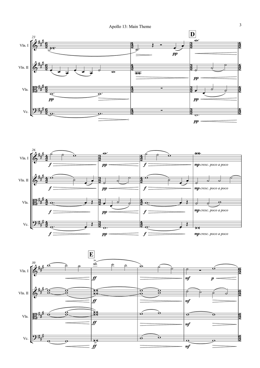 Main Title - Apollo 13 String Quartet scores gallery preview page 5