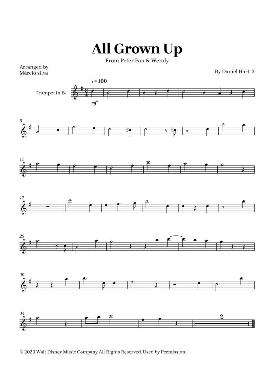 All Grown Up B-Flat Trumpet scores gallery preview page 1