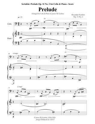 Scriabin: Prelude Op. 11 No. 2 for Cello & Piano