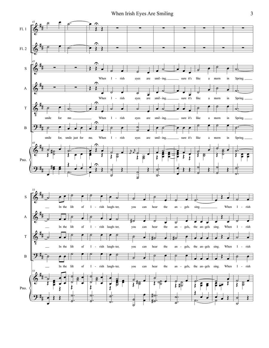 When Irish Eyes Are Smiling (SATB) 4-Part scores gallery preview page 3