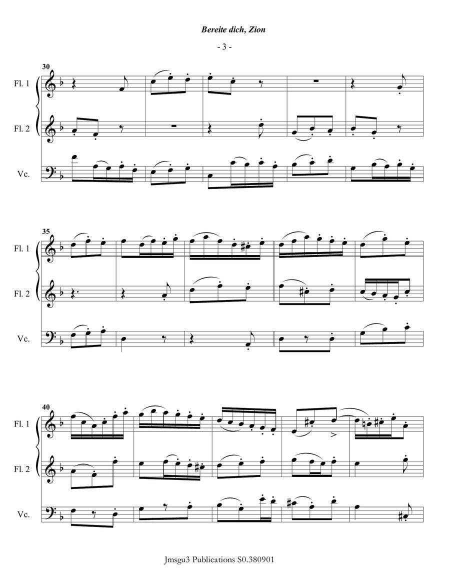 Bach: Christmas Trio for 2 Flutes & Cello Small Ensemble scores gallery preview page 4