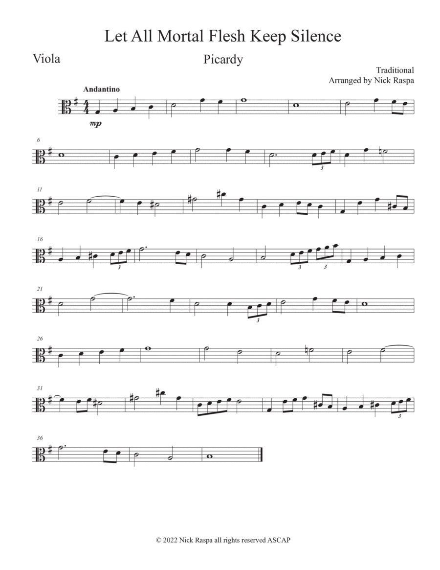 Let All Mortal Flesh Keep Silence (String Trio) Viola part String Trio scores gallery preview page 1